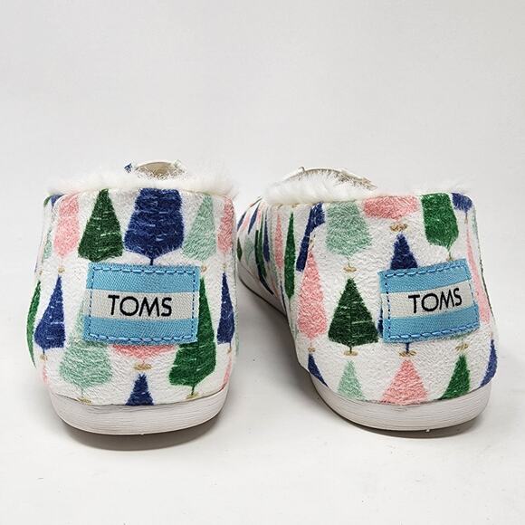 TOMS X Paper Source Flats W0men 5.5Colorful Trees Espadrilles with faux fur edge - Picture 5 of 9